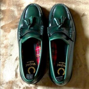 BASS & CO x FRED PERRY green tassel loafers size 9